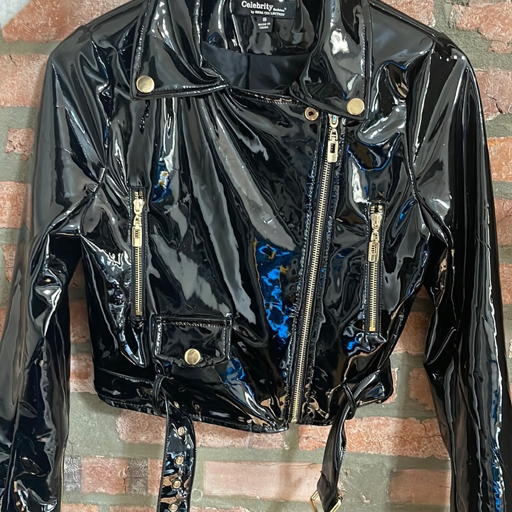 Small, vinyl cropped jacket